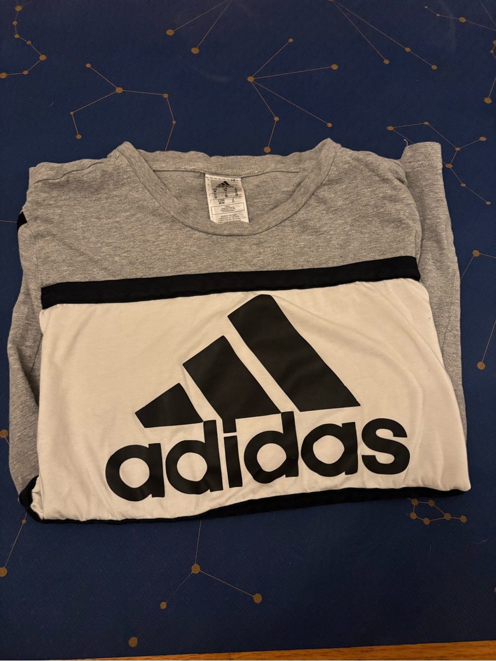 adidas Gray and White Short Sleeve Tee with Black Logo